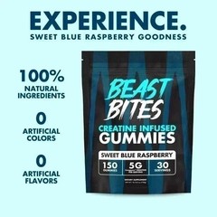 Bites Beast Blue Raspberry Creatine Gummies | Muscle Support 150 Servings