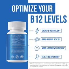 Vitamin B-12 (Methylcobalamin) Fast Dissolve – Strawberry 1,000 mcg 120 Capsules