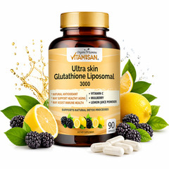 2 Pack Liposomal Glutathione 3000mg + Vitamin C Antioxidant Skin 180 Caps