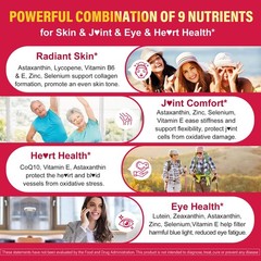 Liposomal Astaxanthin Supplements 12mg w/ Lycopene, CoQ10, Lutein, Vitamin B6…