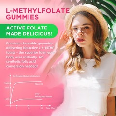 Softbear L-Methylfolate Gummies 15Mg For Kids Adults Organic Methylfolate