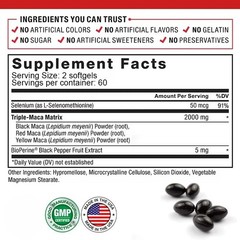 Maca Root Capsules Black Red Yellow Maca Herbal Supplement for Men Women