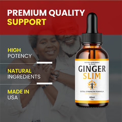 Ginger Slim Drops Maximum Overall Wellness Health Support Made in USA (5 Pack)