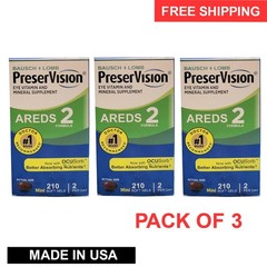 3-Pack – PreserVision AREDS 2 Eye Vitamins Mini Soft Gels 210 Ct – Exp–12/2028