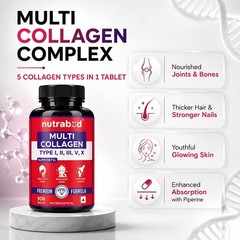Nutrabud Multi Collagen Complex 90 Tabs | All 5 Collagen Types | Unflav