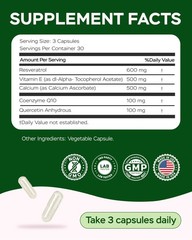 Resveratrol Supplement 1800mg Complex – COQ10, 90 Count (Pack of 1)