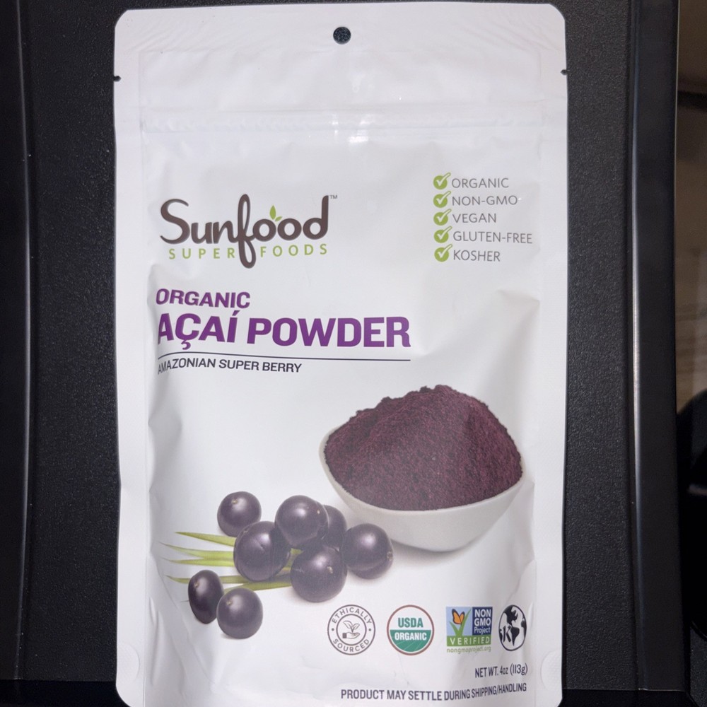 Sunfood Super Foods Organic Acai Powder 4 Oz ***BEST BY 06/07/2026***