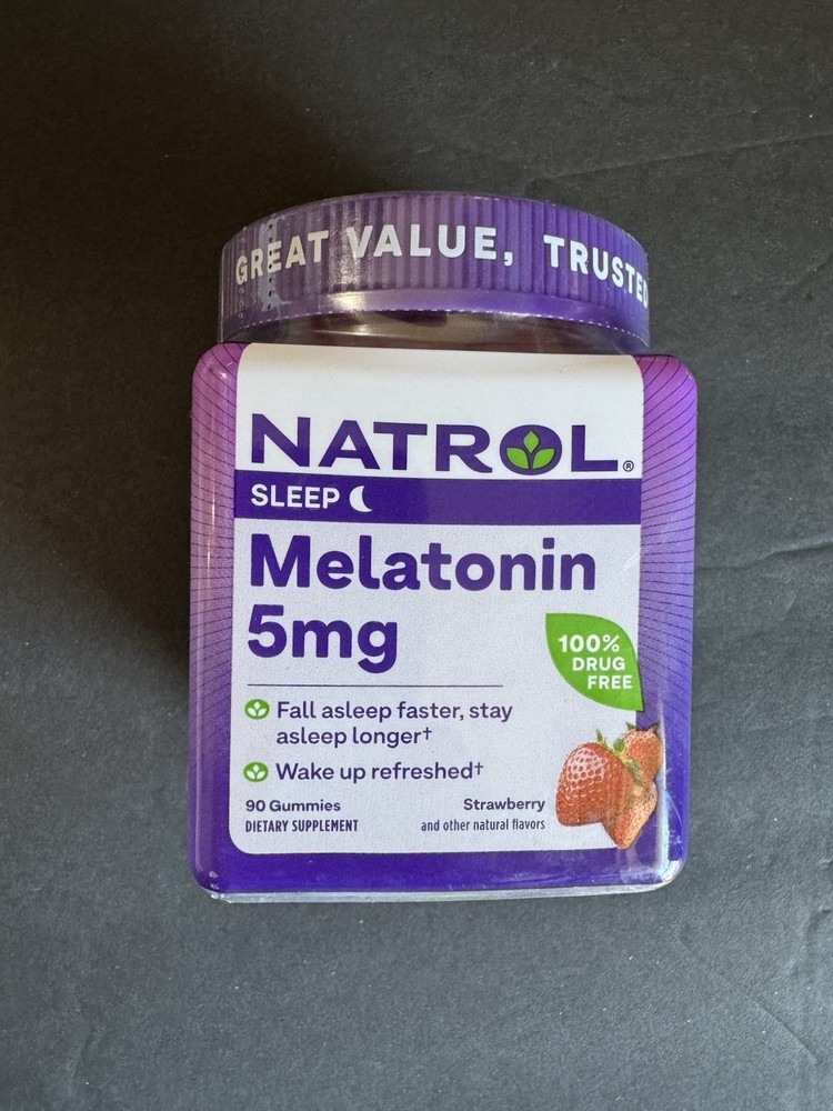 Natrol Melatonin 5mg 90 Gummies Strawberry Sleep Aid Exp 02/2026 New
