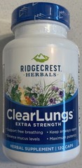 Ridgecrest Herbals Clear Lungs Extra Strength – 120 Caps – Expires 08/2028