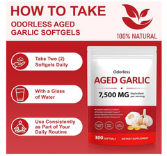 Odorless Aged Garlic Extract 2 PACK 7500mg – 300 Softgels,Heart & Immune Support