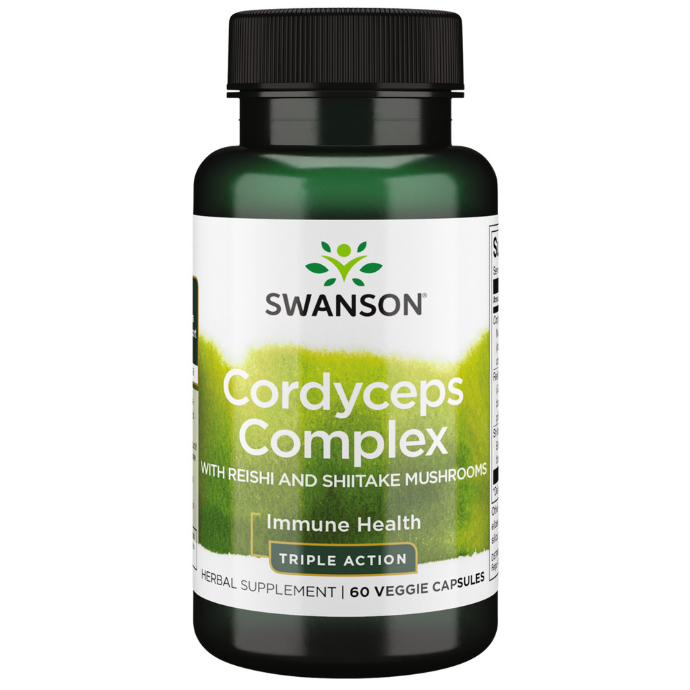 Swanson Cordyceps Extract Complex w/ Reishi & Shiitake Mushrooms, 60 Veg Caps