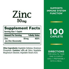 Nature’s Bounty Zinc 50mg Immune System, Skin, & 100 Count (Pack of 3), White