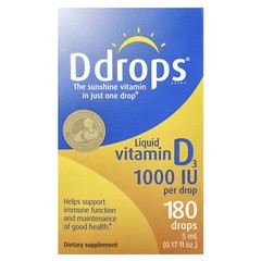 Ddrops Liquid Vitamin D3 1000 IU 0 17 fl oz 5 ml Preservative-Free, Dairy-Free,