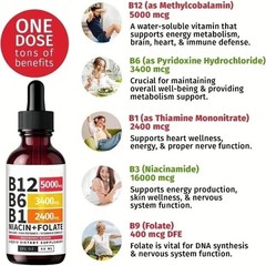 (2-PACK) Vitamin B12 Liquid Supplement Drops with B6, B1, Niacin & Folate – Edib