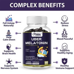 Uber Melatonin 10mg – Ashwagandha, Magnesium, L-Theanine – Natural Sleep Aid