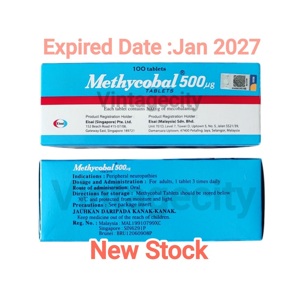 100’s Tablets Methycobal (2027) Vitamin B12 Mecobalamin 500mcg Numbness & Faster