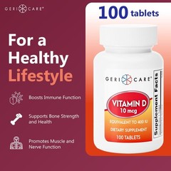 Geri-Care Vitamin D Tablet 400 IU 874-01-GCP 1 Bottle 100 per Bottle