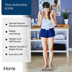 iHome Digital Scale, Bathroom Scale, Batteries Included, Scale Body Weight, W…