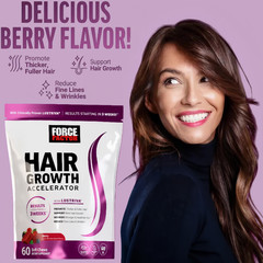 Force Factor Hair Accelerator Gummies, Biotin, Vitamin E& C formula boosts thick