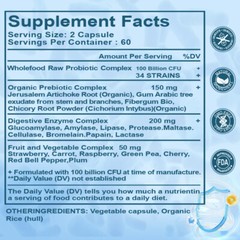 Probiotics Supplement 100 Billion CFU 34 Strains 360 Pills Men Women Digestive