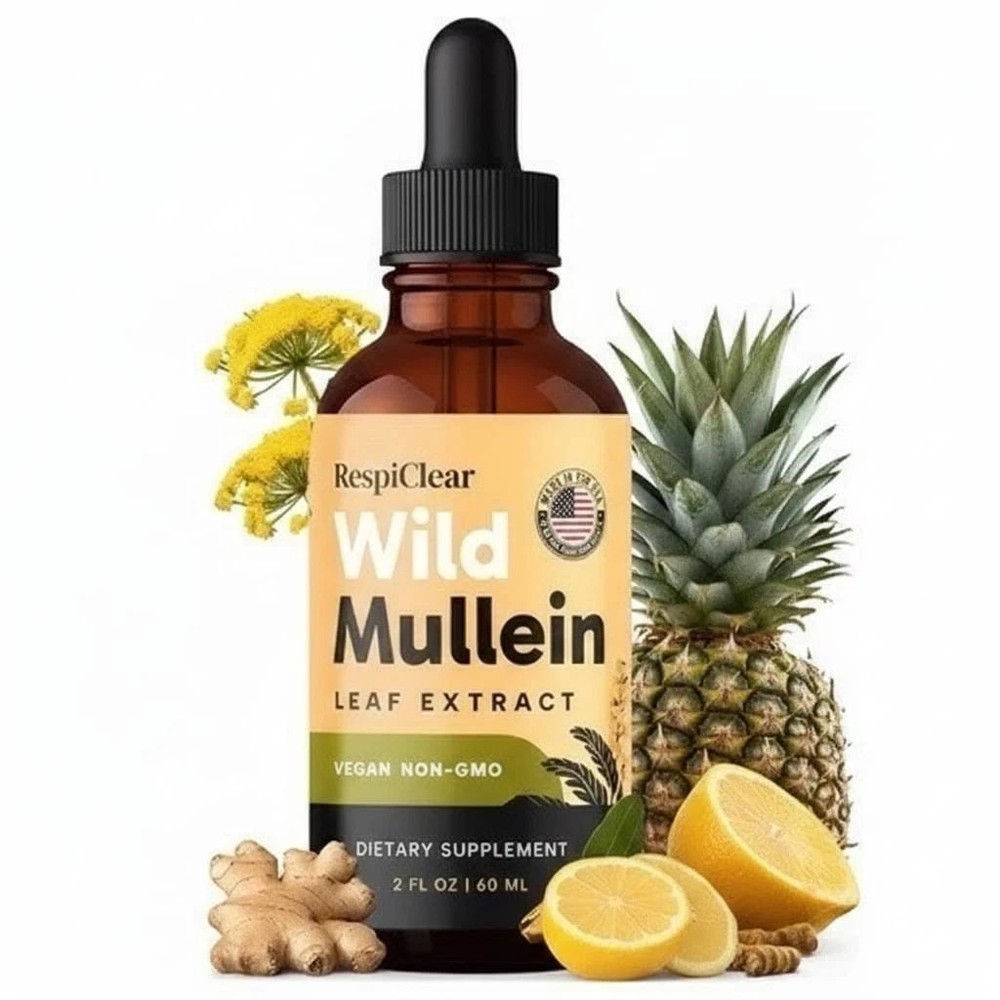 Wild RespiClear Mullein Leaf Extract Liquid Drops Vegan Non-GMO Lemon 2 fl oz