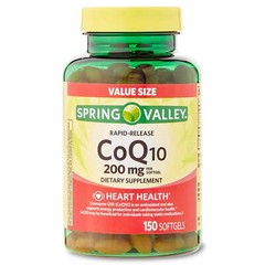 Spring Valley CoQ10 200mg Rapid Release Softgels – 150 Count