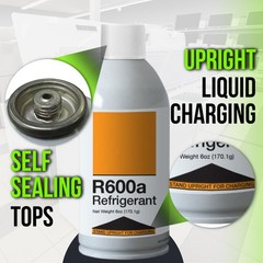 Leak Saver R600a Refrigerant – Upright Charging Self Sealing Can – 6oz 3 Pack