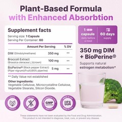Phytochoice DIM (Diindolylmethane) 350mg w/ Bioperine & Brocolli Extract 60 Days