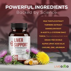 LIVEGOOD Liver Support Supplement with TUDCA & Ox Bile – 60 Count (Pack of 1)