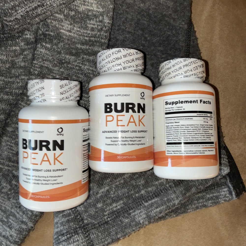 Burn Peak Advanced Weight Loss Support 90 Capsules 3 Pack Fat Burner Exp 10/2028