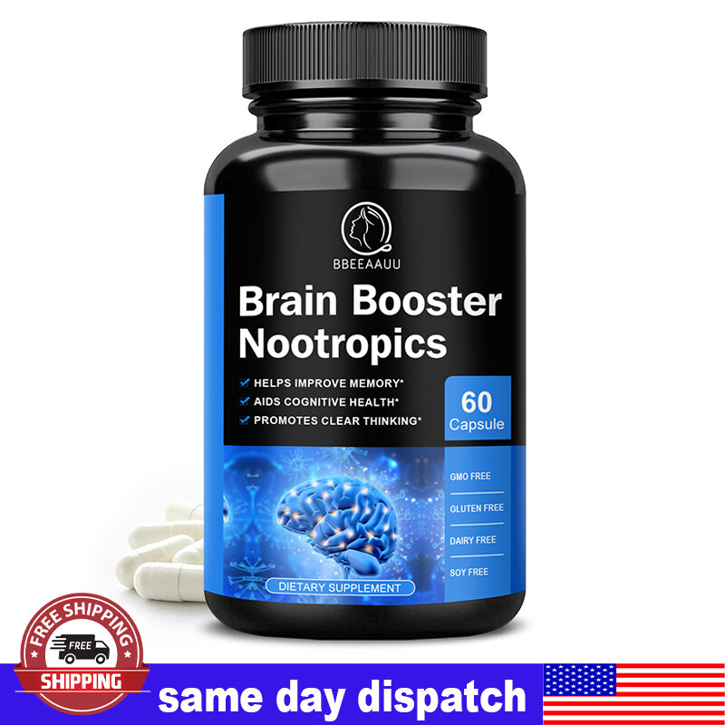 Brain Booster Nootropic Supplement Support Focus Energy Memory & Clarity 60 Caps