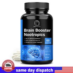 Brain Booster Nootropic Supplement Support Focus Energy Memory & Clarity 60 Caps