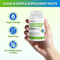 High Absorption Magnesium Glycinate 500mg per Capsule 240 Capsules Sleep Support