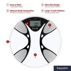 Body Composition Scale Ultra Slim Round Tempered Glass 400 lb Capacity