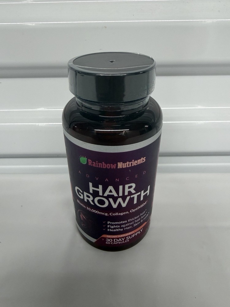 Rainbow Nutrients Advanced Hair Growth 60 Capsules Biotin 10000mcg Exp 05/2029