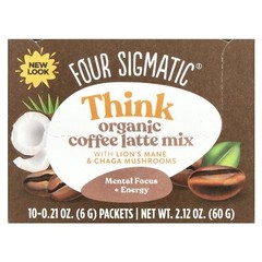 Think, Organic Coffee Latte Mix with Lion’s Mane & Chaga Mushrooms, 10 Packets,
