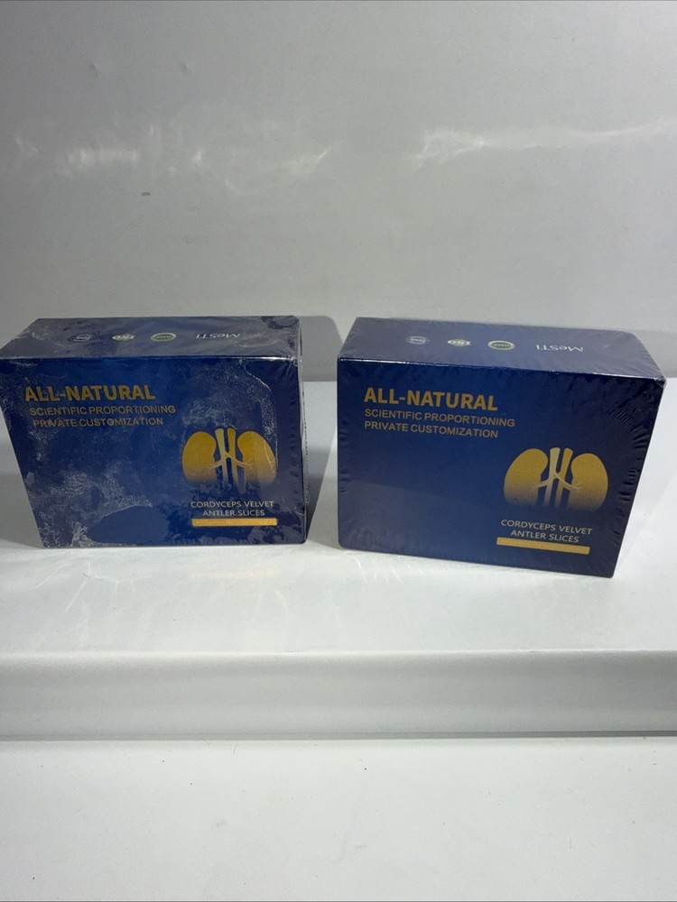 Lot 2 Sealed All Natural Cordyceps Velvet Antler Slices 12g Each, One Damag Box