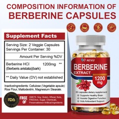 Berberine Extract Support 1200mg per Serving – High Absorption For Heart Health