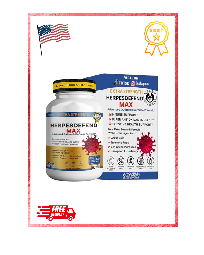 Herpes Defend Max, Extra Strength Advanced Defense Formula, 60 Capsules, with