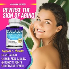 Multi Collagen Peptides tablets 1500mg Type I II III V X 90ct Lux Supplement