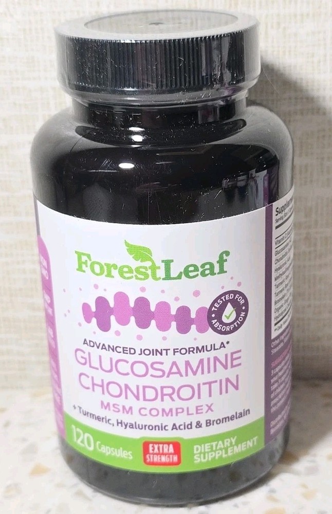 ForestLeaf Glucosamine Chondroitin MSM Complex Turmeric Hyaluronic Acid 08/2028
