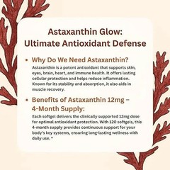 2 Pack Astaxanthin 12mg, 120 Softgels, 4 Month Supply NEW