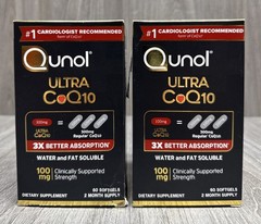 LOT OF 2 Qunol Ultra CoQ10 100mg Better Absorption Water 120 Count EXP 12/2027