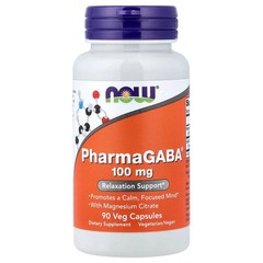 2 X NOW Foods, PharmaGABA� With Magnesium Citrate, 90 Veg Capsules