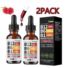 (2-PACK) Vitamin B12 Liquid Formula Drops with B6, B1, Niacin & Folate – High Qu