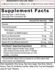 Force Factor Total Beets Soft Chews with Beetroot, 60 Count (Pack of 1)