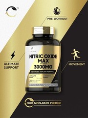 Nitric Oxide Supplement 3000mg 120 Caps Pre-Workout with L-Arginine L-Citrulline