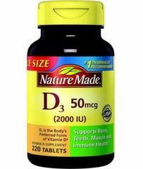 Nature Made D3 2000 IU Supplement for Better Teeth, Bone and Immune Health – 220