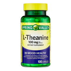 Spring Valley L-Theanine Capsules Dietary Supplement, 100 Mg, 100 Count