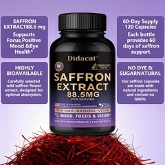 Saffron Supplements-30/60/120 Improve Mood & Vision & Focus Capsules Non-Gmo